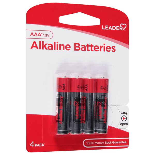 Image for Leader Batteries, Alkaline, AAA, 1.5V, 4 Pack, 4ea from Jolley's Pharmacy Redwood