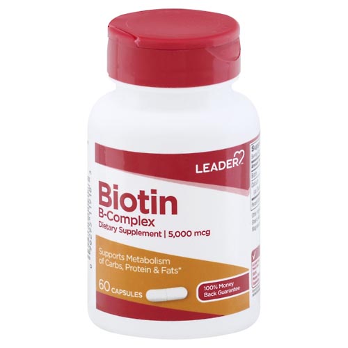Image for Leader Biotin B-Complex, 5000 mcg, Capsules,60ea from Jolley's Pharmacy Redwood