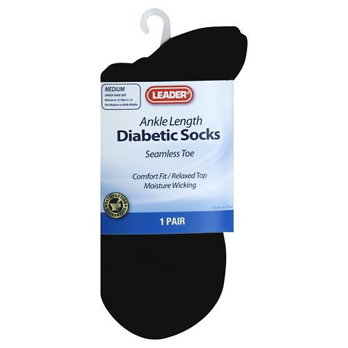 Image for Leader Diabetic Socks, Ankle Length, Medium,1pr from Jolley's Pharmacy Redwood