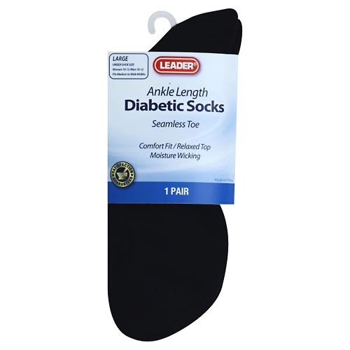 Image for Leader Diabetic Socks, Ankle Length, Large,1pr from Jolley's Pharmacy Redwood