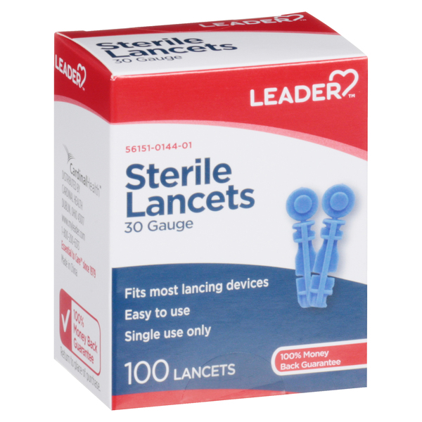 Image for Leader Lancets, Sterile, 30 Gauge, 100ea from Jolley's Pharmacy Redwood