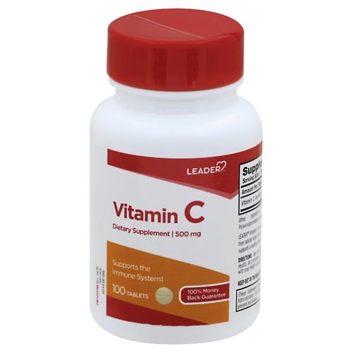 Image for Leader Vitamin C, 500 mg, Tablets,100ea from Jolley's Pharmacy Redwood