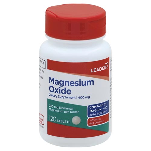 Image for Leader Magnesium Oxide, 400 mg, Tablets,120ea from Jolley's Pharmacy Redwood