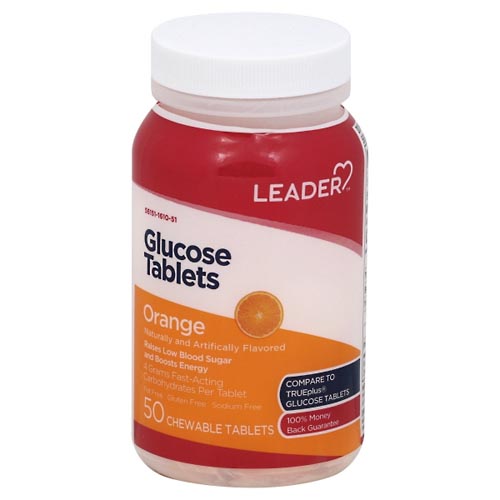 Image for Leader Glucose Tablets, Chewable Tablets, Orange,50ea from Jolley's Pharmacy Redwood