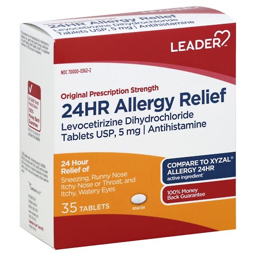 Image for Leader Allergy Relief, 24Hr, Original Prescription Strength, Tablets,35ea from Jolley's Pharmacy Redwood