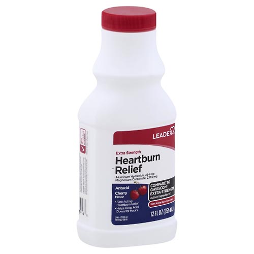 Image for Leader Heartburn Relief, Extra Strength, Cherry Flavor,12oz from Jolley's Pharmacy Redwood