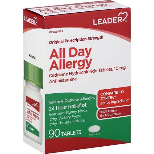 Image for Leader All Day Allergy Relief, 24 Hr,Original, Tablet,90ea from Jolley's Pharmacy Redwood