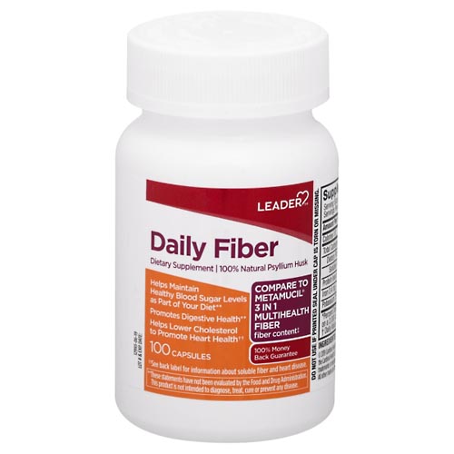 Image for Leader Daily Fiber, Capsules,100ea from Jolley's Pharmacy Redwood