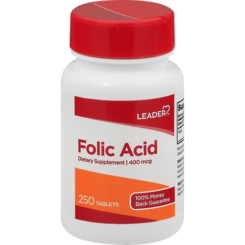 Image for Leader Folic Acid, 400 mcg, Tablets,250ea from Jolley's Pharmacy Redwood