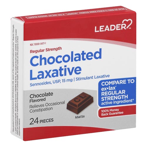 Image for Leader Chocolated Laxative, Regular Strength, 15 mg, Chocolate Flavored,24ea from Jolley's Pharmacy Redwood