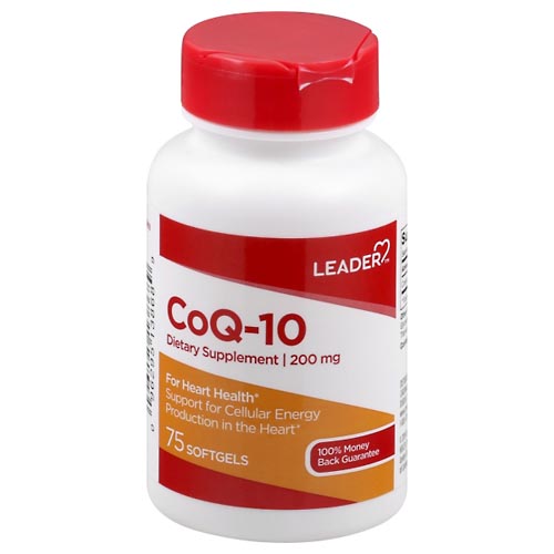 Image for Leader CoQ-10, 200 mg, Softgels,75ea from Jolley's Pharmacy Redwood
