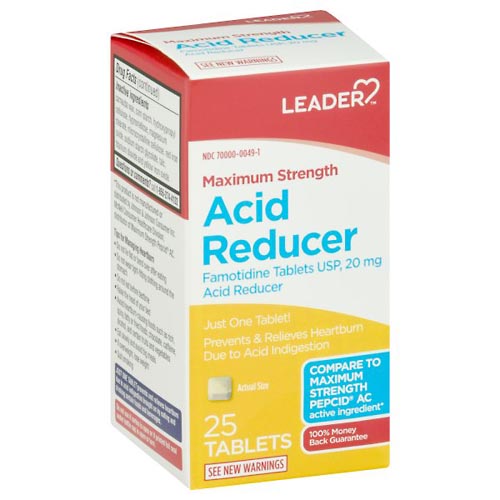 Image for Leader Acid Reducer, Maximum Strength, Tablets,25ea from Jolley's Pharmacy Redwood