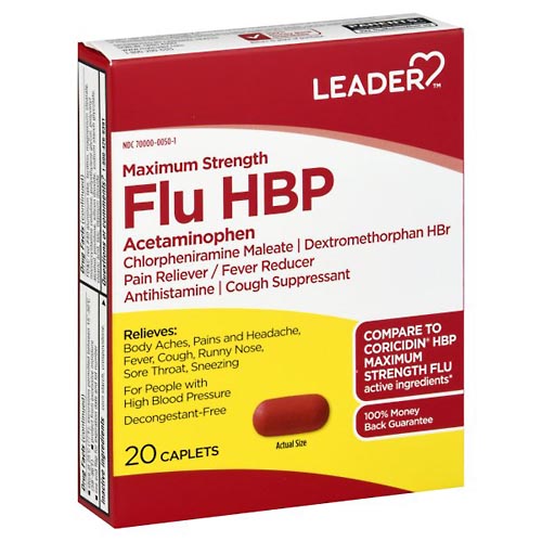 Image for Leader Flu HBP, Maximum Strength, Caplets,20ea from Jolley's Pharmacy Redwood