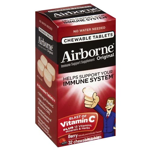 Image for Airborne Immune Support Supplement, Original, Chewable Tablets, Berry,32ea from Jolley's Pharmacy Redwood