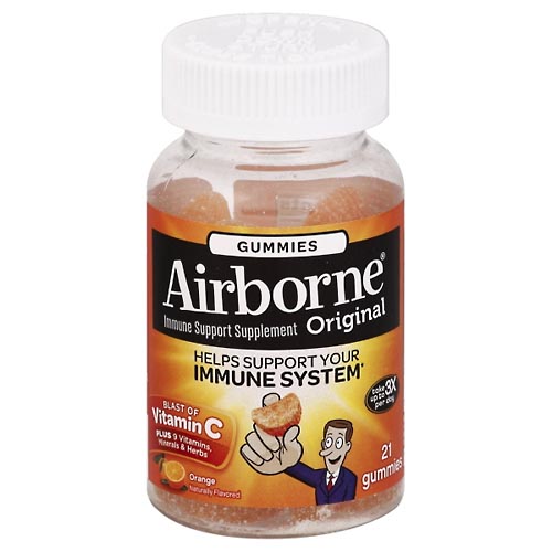 Image for Airborne Immune Support Supplement, Original, Gummies, Orange,21ea from Jolley's Pharmacy Redwood